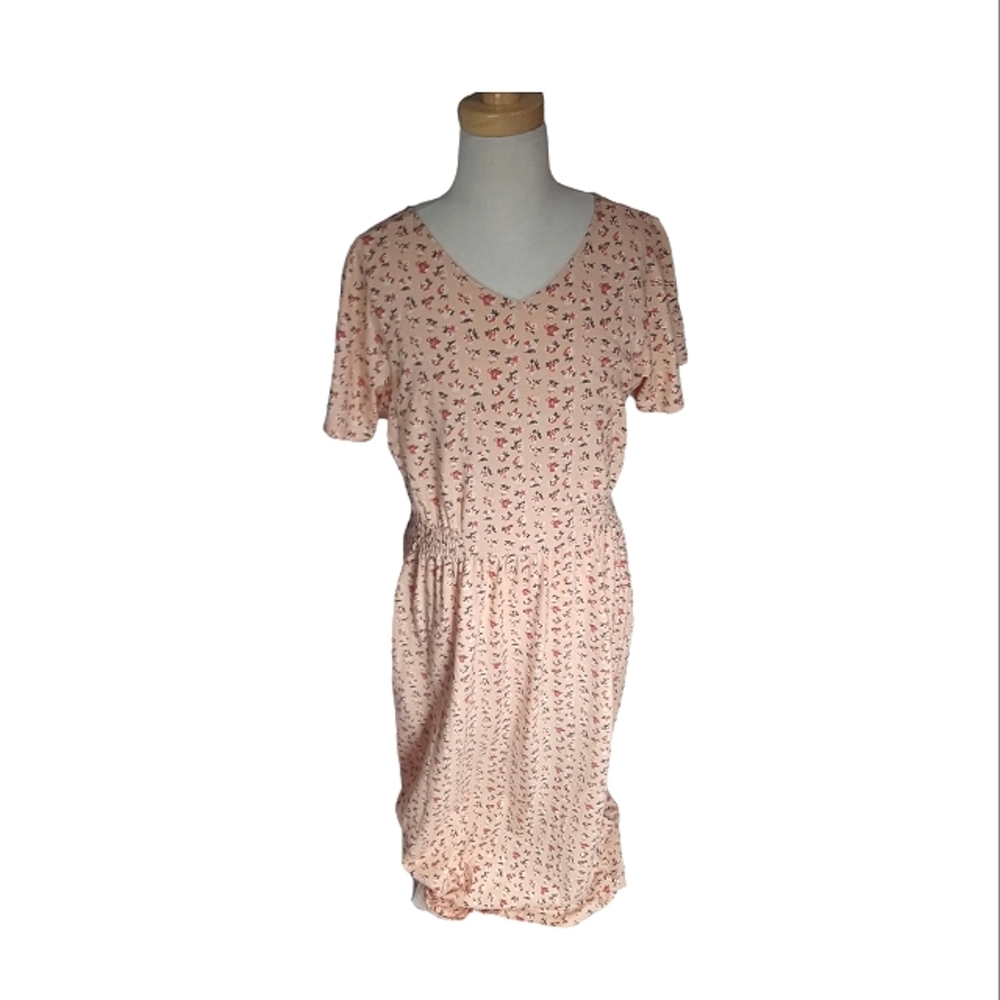 Paul & Joe Jersey Short-Sleeve Floral Peach Dress - Picture 2 of 4